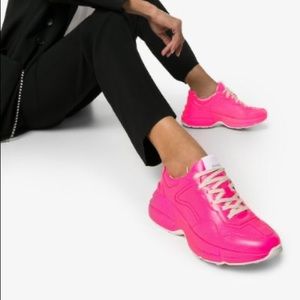 Gucci fluorescent pink rhyton sneakers